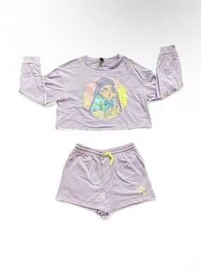 Drop Shoulder Figure Graphic Top And Shorts PJ Set